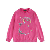 Amiri washed sweatshirt hummingbird printing washed and distressed