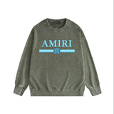 Amiri washed sweatshirt colorful letter horizontal stripsprinting washed and distressed