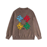 Amiri washed sweatshirt color block simple label set printing washed and distressed