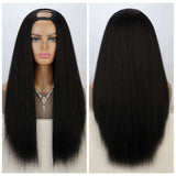 Women's Wigs Black Voluminous U-Part Straight Yaki Wig