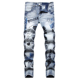 Mens Fashion Jeans Embroidered street graffiti 7118#
