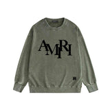 Amiri washed sweatshirt with overlapping letters and foam printing washed and distressed