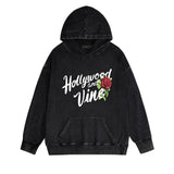 Amiri washed hoodie hollywood rose printing distressed printing