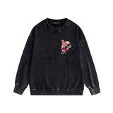 Amiri washed sweatshirt flower printing washed and distressed