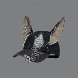 Wasteland style stereo ear denim ripped cap women's hoop street baseball cap