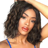 Women's Wigs Middle Part Highlighted Water Wave Lace Front Wig