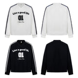 Men's long sleeve shirt - high street style, trendy letter graphic design, v-neck activewear
