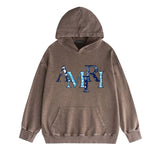 Amiri washed hoodie cashew flower overlapping letter washed distressedprinting