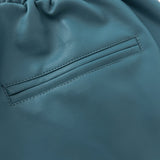 Rhude Shorts Letter Embroidered Elastic PU Leather Shorts Beach Sports Pants