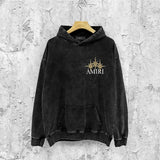 Amiri washed hoodie bone crack star distressed printing