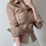 Women Sun Protection Shirt Elegant Pleated Commuter Shirt