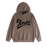 Amiri washed hoodie elegant letter washed distressed printing