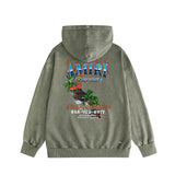 Amiri washed hoodie flame island distressed printing