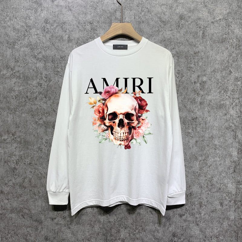 Amiri long sleeve shirts flower skull printing