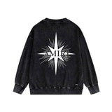 Amiri washed sweatshirt star shield printing washed and distressed