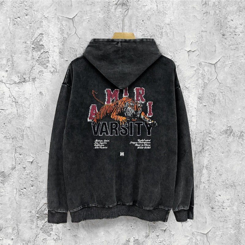 Amiri washed hoodie letter tiger washed distressed printing