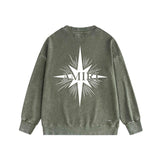 Amiri washed sweatshirt star shield printing washed and distressed