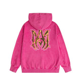 Amiri washed hoodie splashed paint skeleton washed distressed printing