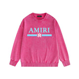 Amiri washed sweatshirt colorful letter horizontal stripsprinting washed and distressed