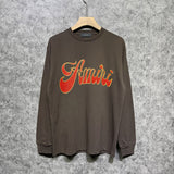 Amiri long sleeve shirts flame gold letterprinting