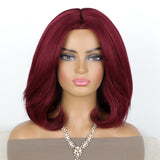 Women'S Wigs Middle Part Short Straight Yaki Bob Wig