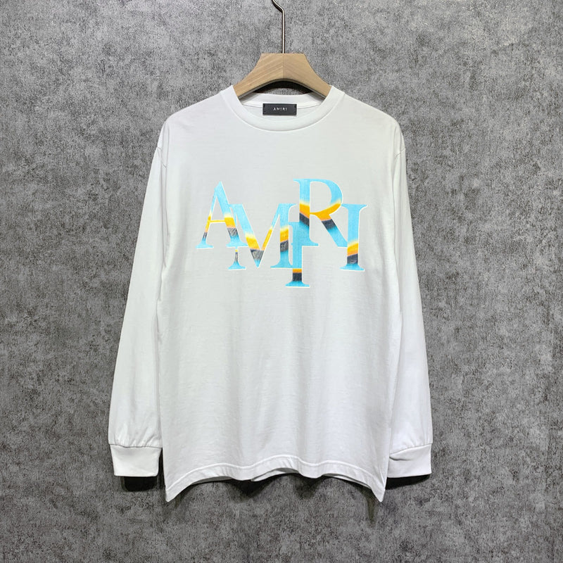 Amiri long sleeve shirts gradient overlapping letterprinting