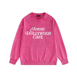 Amiri washed sweatshirt hollywood font printing washed and distressed