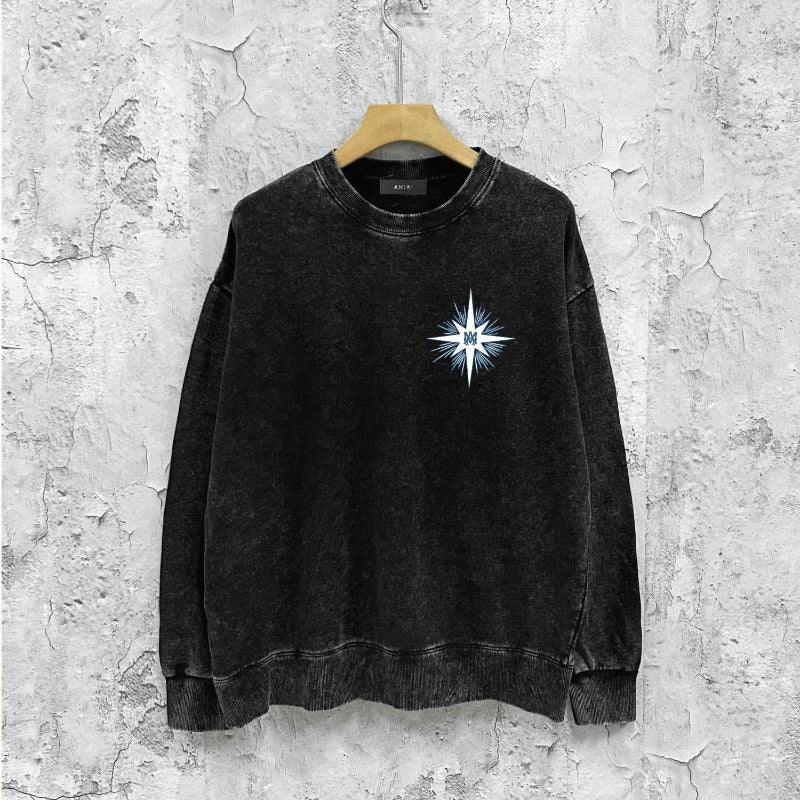 Amiri washed sweatshirt star shield printed washed and distressed
