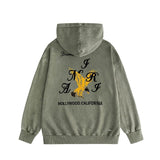 Amiri washed hoodie hollywood eagle distressed printing
