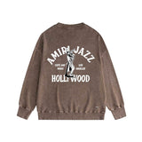 Amiri washed sweatshirt wolf music hand printed washed and distressed