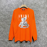Amiri long sleeve shirts distressed teddy bear printing
