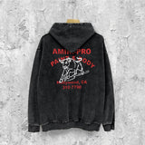 Amiri washed hoodie bull printing distressed printing