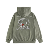 Amiri washed hoodie black panther distressed printing