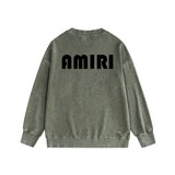 Amiri washed sweatshirt large simple logo printing washed distressed sweatshirt