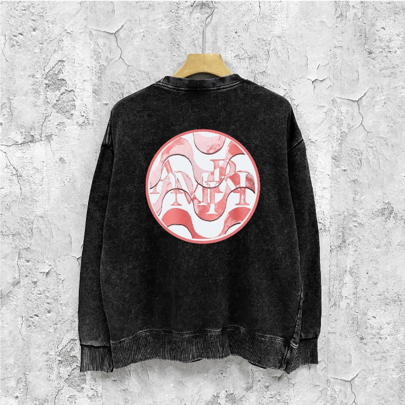 Amiri washed sweatshirt circle sketch printing washed and distressed