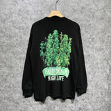 Amiri long sleeve shirts green leaf letterprinting