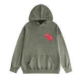 Amiri washed hoodie silver ring snake letter distressed printing