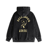 Amiri washed hoodie dice man printing distressed printing