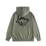 Amiri washed hoodie california hollywood letter washed distressed printing