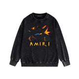 Amiri washed sweatshirt motorcycle skull printing washed and distressed