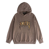 Amiri washed hoodie splashed paint skeleton washed distressed printing