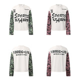 Men long sleeved shirt jw retro street trendy men's patchwork camouflage design men's waffle grids