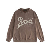 Amiri washed sweatshirt distressed text printing washed and distressed