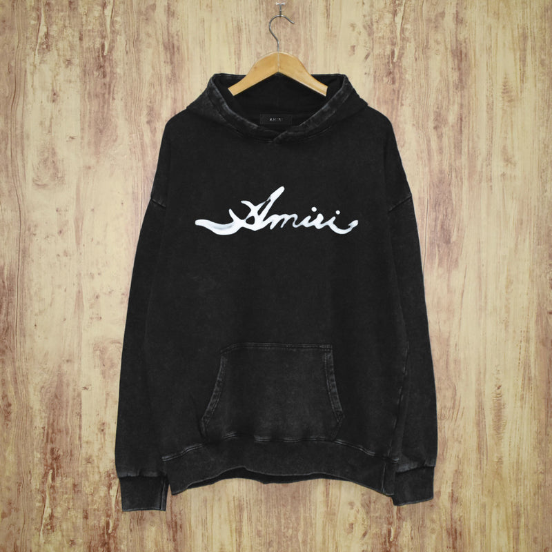 Amiri washed hoodie smoke letter washed distressed printing