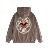 Amiri washed hoodie oil painting flying eagle distressed printing