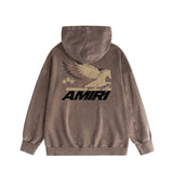 Amiri washed hoodie mottled pegasus distressed printing