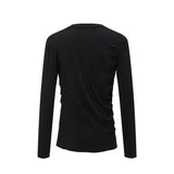 Men long sleeved shirt retro bottom shirt pure color silm waist pleated