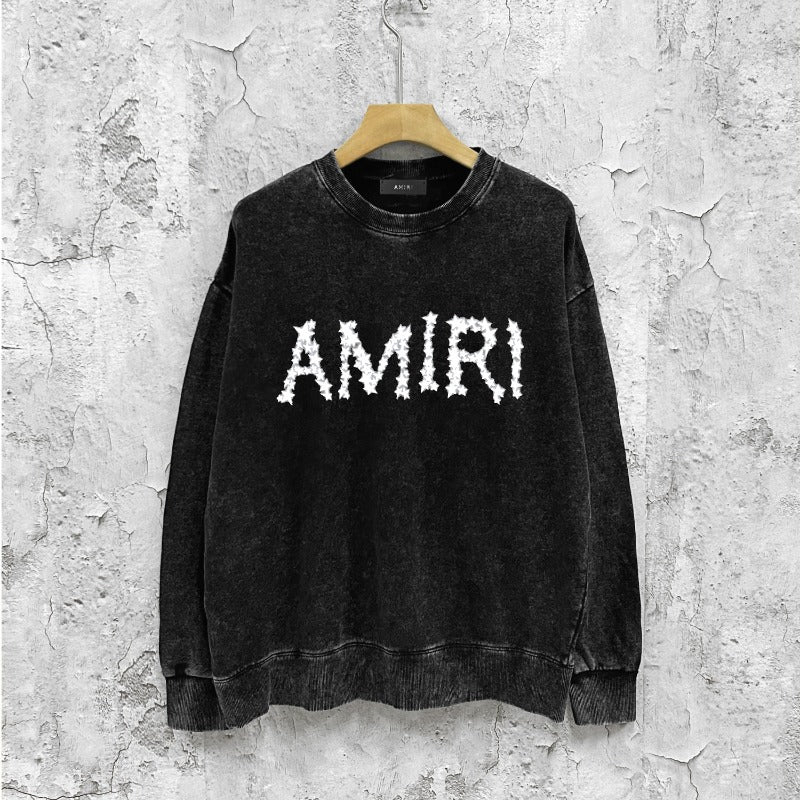 Amiri washed sweatshirt foggy star printing washed and distressed