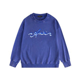 Amiri washed sweatshirt blue art word printing washed and distressed