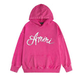 Amiri washed hoodie with snake letter distressed printing